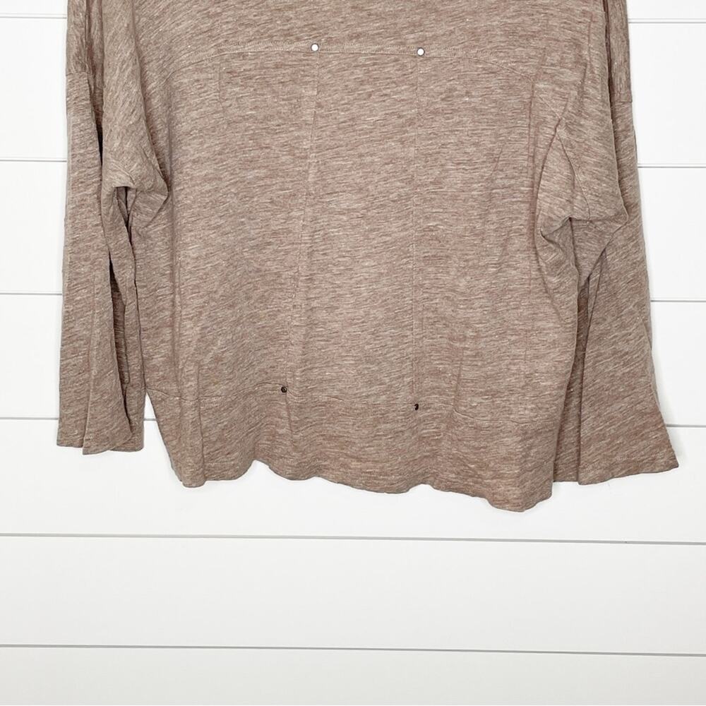 Eileen Fisher Marled Linen Wide Neck Studded Top Brown Size Small - Picture 3 of 9